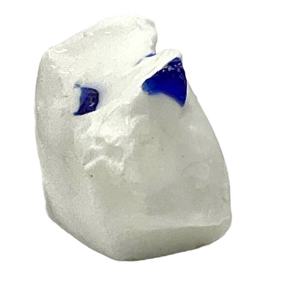 Cobalt Tipped White Art Glass Cullet Glowing Manganese Slag Glass #5GX4 - Picture 3 of 7